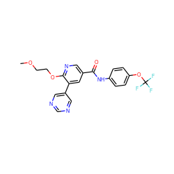 COCCOc1ncc(C(=O)Nc2ccc(OC(F)(F)F)cc2)cc1-c1cncnc1 ZINC000205922807