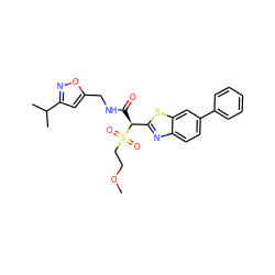 COCCS(=O)(=O)[C@@H](C(=O)NCc1cc(C(C)C)no1)c1nc2ccc(-c3ccccc3)cc2s1 ZINC000144323025