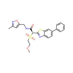 COCCS(=O)(=O)[C@@H](C(=O)NCc1cc(C)no1)c1nc2ccc(-c3ccccc3)cc2s1 ZINC000145497731