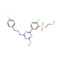 COCCS(=O)(=O)c1cc(-c2nc(NCCc3ccc(F)cc3)nc(OC)n2)ccc1Cl ZINC000473179293