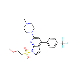 COCCS(=O)(=O)n1ccc2c(-c3ccc(C(F)(F)F)cc3)cc(N3CCN(C)CC3)nc21 ZINC000653851985