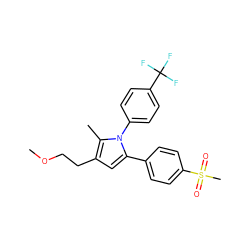 COCCc1cc(-c2ccc(S(C)(=O)=O)cc2)n(-c2ccc(C(F)(F)F)cc2)c1C ZINC000040407779