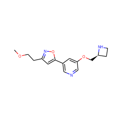 COCCc1cc(-c2cncc(OC[C@@H]3CCN3)c2)on1 ZINC000095578616