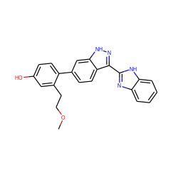 COCCc1cc(O)ccc1-c1ccc2c(-c3nc4ccccc4[nH]3)n[nH]c2c1 ZINC000167071748