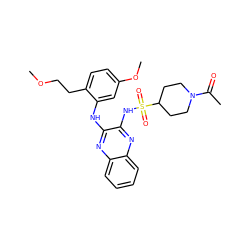 COCCc1ccc(OC)cc1Nc1nc2ccccc2nc1NS(=O)(=O)C1CCN(C(C)=O)CC1 ZINC000138405543