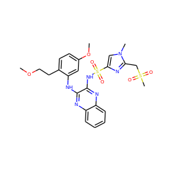 COCCc1ccc(OC)cc1Nc1nc2ccccc2nc1NS(=O)(=O)c1cn(C)c(CS(C)(=O)=O)n1 ZINC000149479009