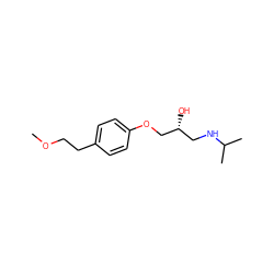COCCc1ccc(OC[C@H](O)CNC(C)C)cc1 ZINC000001530718