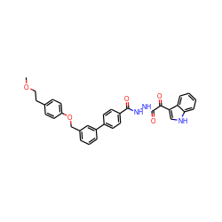 COCCc1ccc(OCc2cccc(-c3ccc(C(=O)NNC(=O)C(=O)c4c[nH]c5ccccc45)cc3)c2)cc1 ZINC000072173590