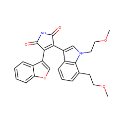 COCCc1cccc2c(C3=C(c4coc5ccccc45)C(=O)NC3=O)cn(CCOC)c12 ZINC000096922378