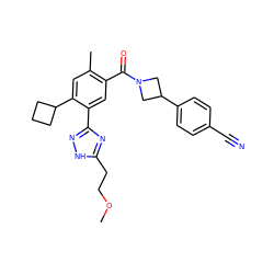 COCCc1nc(-c2cc(C(=O)N3CC(c4ccc(C#N)cc4)C3)c(C)cc2C2CCC2)n[nH]1 ZINC000219067996