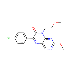 COCCn1c(=O)c(-c2ccc(Cl)cc2)nc2cnc(OC)nc21 ZINC000004238299