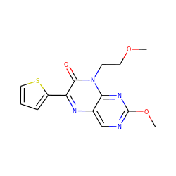 COCCn1c(=O)c(-c2cccs2)nc2cnc(OC)nc21 ZINC000004239151