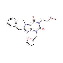 COCCn1c(=O)c2c(nc(Cc3ccccc3)n2C)n(Cc2ccco2)c1=O ZINC000045384931