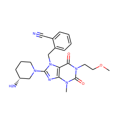 COCCn1c(=O)c2c(nc(N3CCC[C@@H](N)C3)n2Cc2ccccc2C#N)n(C)c1=O ZINC000114291897