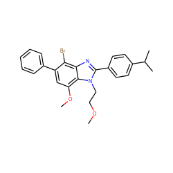 COCCn1c(-c2ccc(C(C)C)cc2)nc2c(Br)c(-c3ccccc3)cc(OC)c21 ZINC000058582543
