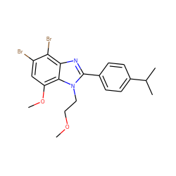 COCCn1c(-c2ccc(C(C)C)cc2)nc2c(Br)c(Br)cc(OC)c21 ZINC000038310593