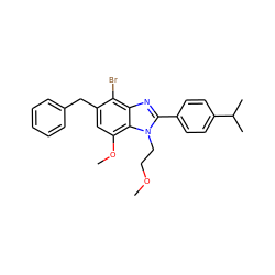 COCCn1c(-c2ccc(C(C)C)cc2)nc2c(Br)c(Cc3ccccc3)cc(OC)c21 ZINC000034587740