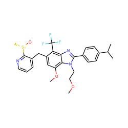 COCCn1c(-c2ccc(C(C)C)cc2)nc2c(C(F)(F)F)c(Cc3cccnc3[S@+](C)[O-])cc(OC)c21 ZINC000043173462