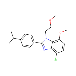 COCCn1c(-c2ccc(C(C)C)cc2)nc2c(Cl)ccc(OC)c21 ZINC000058582865