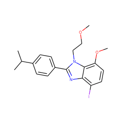 COCCn1c(-c2ccc(C(C)C)cc2)nc2c(I)ccc(OC)c21 ZINC000058592325