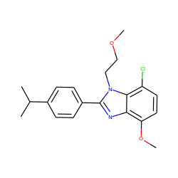 COCCn1c(-c2ccc(C(C)C)cc2)nc2c(OC)ccc(Cl)c21 ZINC000058576600