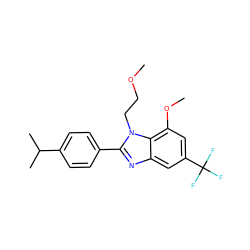 COCCn1c(-c2ccc(C(C)C)cc2)nc2cc(C(F)(F)F)cc(OC)c21 ZINC000058581877