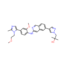 COCCn1c(-c2ccc(Nc3cc4cc(-c5cnn(CC(C)(C)O)c5)ccc4cn3)c(OC)c2)cnc1C ZINC000207717889