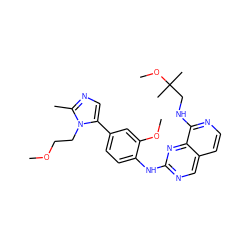 COCCn1c(-c2ccc(Nc3ncc4ccnc(NCC(C)(C)OC)c4n3)c(OC)c2)cnc1C ZINC000224118118