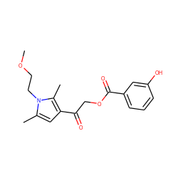 COCCn1c(C)cc(C(=O)COC(=O)c2cccc(O)c2)c1C ZINC000003405656