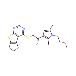 COCCn1c(C)cc(C(=O)CSc2ncnc3sc4c(c23)CCC4)c1C ZINC000004196851