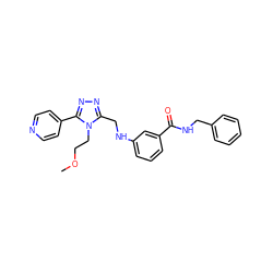 COCCn1c(CNc2cccc(C(=O)NCc3ccccc3)c2)nnc1-c1ccncc1 ZINC001772573992