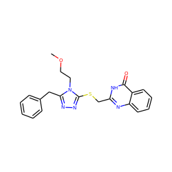 COCCn1c(Cc2ccccc2)nnc1SCc1nc2ccccc2c(=O)[nH]1 ZINC000008666921