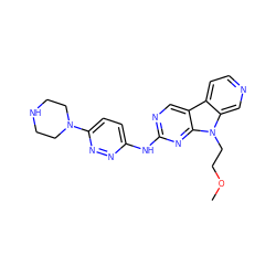 COCCn1c2cnccc2c2cnc(Nc3ccc(N4CCNCC4)nn3)nc21 ZINC000169706764