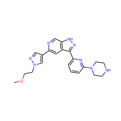 COCCn1cc(-c2cc3c(-c4cccc(N5CCNCC5)n4)n[nH]c3cn2)cn1 ZINC000205242981