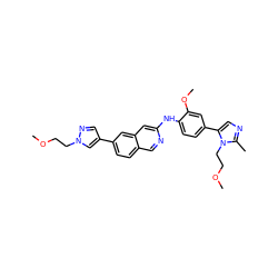 COCCn1cc(-c2ccc3cnc(Nc4ccc(-c5cnc(C)n5CCOC)cc4OC)cc3c2)cn1 ZINC000207717695