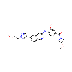 COCCn1cc(-c2ccc3cnc(Nc4ccc(C(=O)N5CC(OC)C5)cc4OC)cc3c2)cn1 ZINC000207781749