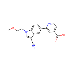 COCCn1cc(C#N)c2cc(-c3cc(C(=O)O)ccn3)ccc21 ZINC000116766799