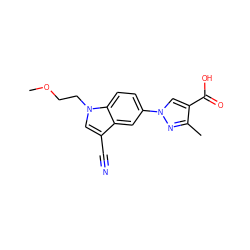 COCCn1cc(C#N)c2cc(-n3cc(C(=O)O)c(C)n3)ccc21 ZINC000116761653