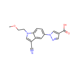 COCCn1cc(C#N)c2cc(-n3cc(C(=O)O)cn3)ccc21 ZINC000068266915