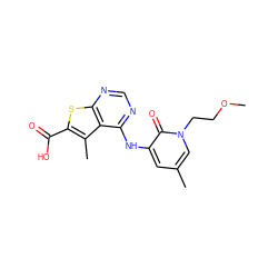 COCCn1cc(C)cc(Nc2ncnc3sc(C(=O)O)c(C)c23)c1=O ZINC000299866980