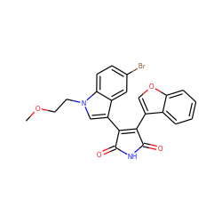 COCCn1cc(C2=C(c3coc4ccccc34)C(=O)NC2=O)c2cc(Br)ccc21 ZINC000096929143