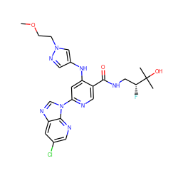 COCCn1cc(Nc2cc(-n3cnc4cc(Cl)cnc43)ncc2C(=O)NC[C@@H](F)C(C)(C)O)cn1 ZINC001772651781