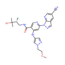 COCCn1cc(Nc2cc(-n3ncc4cc(C#N)cnc43)ncc2C(=O)NC[C@@H](F)C(C)(C)O)cn1 ZINC001772614531