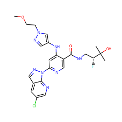 COCCn1cc(Nc2cc(-n3ncc4cc(Cl)cnc43)ncc2C(=O)NC[C@@H](F)C(C)(C)O)cn1 ZINC001772603932