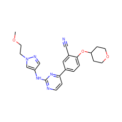 COCCn1cc(Nc2nccc(-c3ccc(OC4CCOCC4)c(C#N)c3)n2)cn1 ZINC000146534116