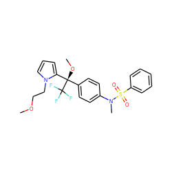 COCCn1cccc1[C@](OC)(c1ccc(N(C)S(=O)(=O)c2ccccc2)cc1)C(F)(F)F ZINC000084605095