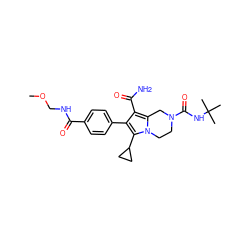 COCNC(=O)c1ccc(-c2c(C(N)=O)c3n(c2C2CC2)CCN(C(=O)NC(C)(C)C)C3)cc1 ZINC001772649757