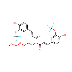 COCOCCCC(C(=O)/C=C/c1ccc(O)c(OC(F)(F)F)c1)C(=O)/C=C/c1ccc(O)c(OC(F)(F)F)c1 ZINC000261120535