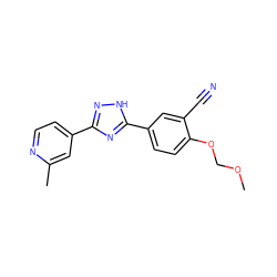 COCOc1ccc(-c2nc(-c3ccnc(C)c3)n[nH]2)cc1C#N ZINC000040862674