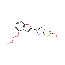 COCOc1cccc2oc(-c3cn4nc(OC)sc4n3)cc12 ZINC000205922388